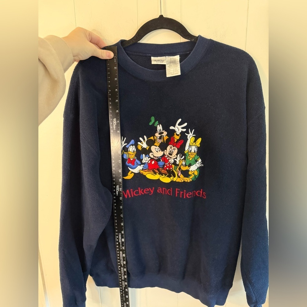 The Disney Store Vintage Navy Crewneck Sweater with Mickey and Friends, Size M - Picture 5 of 6
